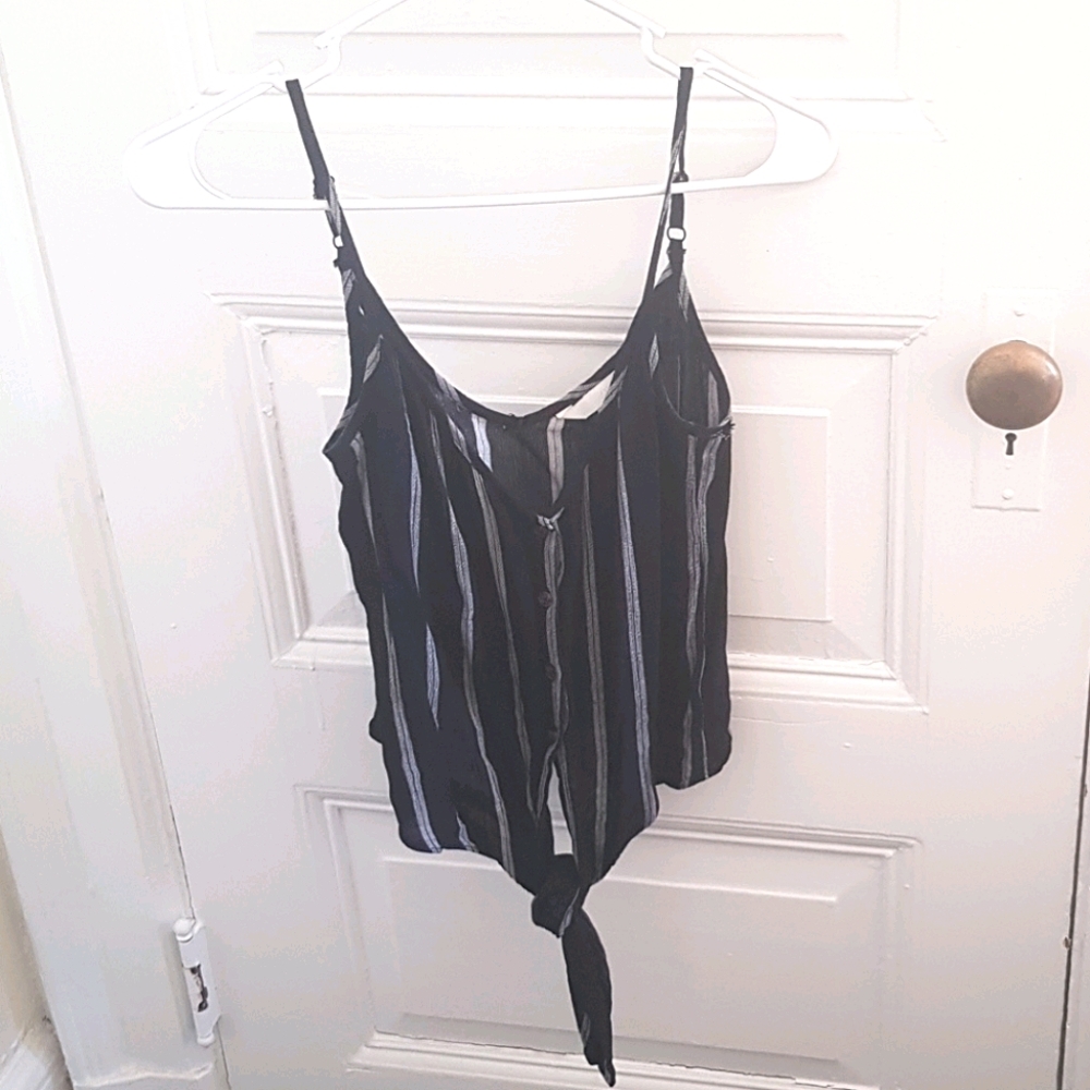 H&M Black Strappy Button Up Tank